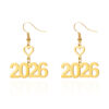 Wholesale Stainless steel gold openwork number earrings for women