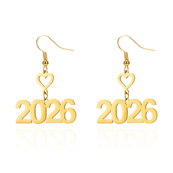 Wholesale Stainless steel gold openwork number earrings for women
