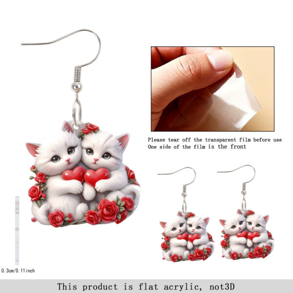 Wholesale Cute Cat Valentine's Day Acrylic Earrings