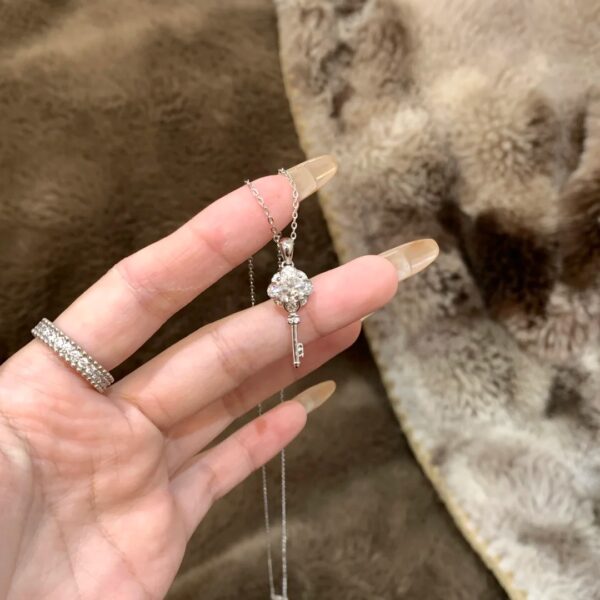 Wholesale Micro inlaid zircon key pendant titanium steel necklace