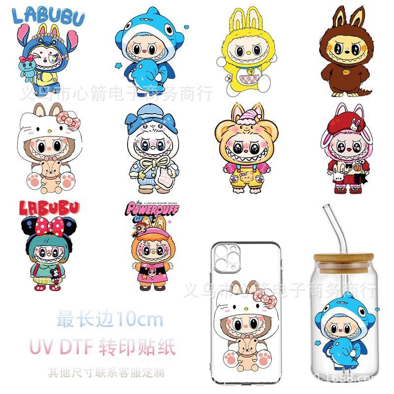 Wholesale Cartoon Uv Dtf Transfer Crystal Transparent Sticker 10cm Waterproof and Scratch-Resistant Decorative Water C Wholesale Cross-Border