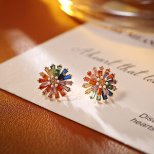 Colorful firework zircon earrings (S925 silver needles)