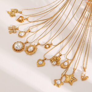 Wholesale Pearl Casting Love Pendant Titanium Steel Necklace