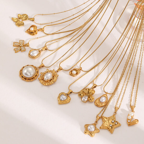 Wholesale Pearl Casting Love Pendant Titanium Steel Necklace