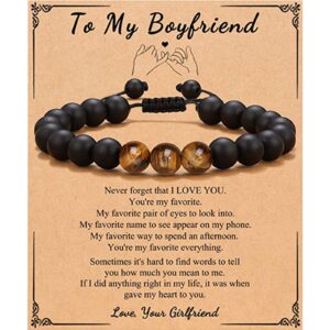 Boyfriend card + tiger eye black matte bracelet