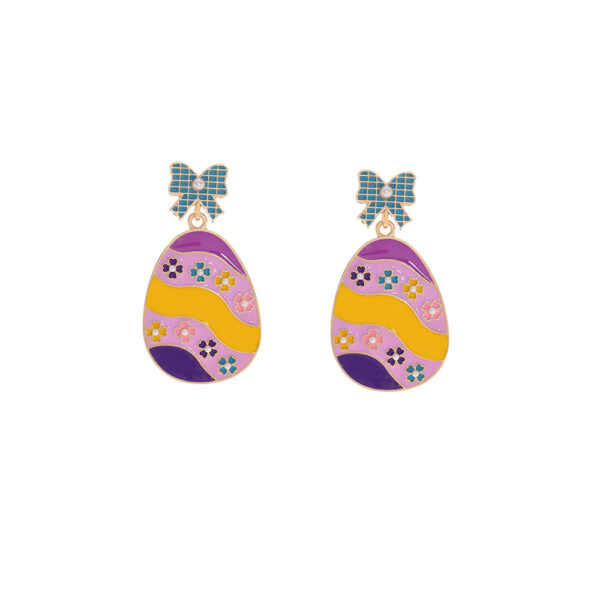 Wholesale creative metal egg eardrop design cute Easter earrings