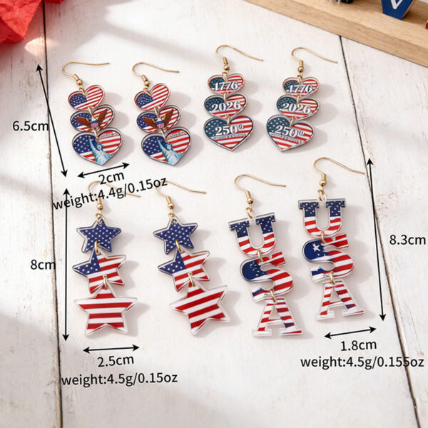 Wholesale Independence Day Anniversary Love Star Spangled Banner Acrylic Earrings