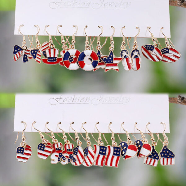 Wholesale Independence Day red, white, blue star striped slipper earring set