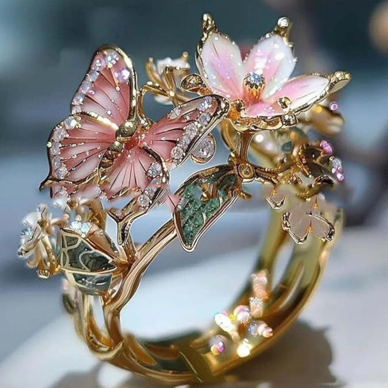 Wholesale Color op Oil Ring Butterfly Finger Opening Ring