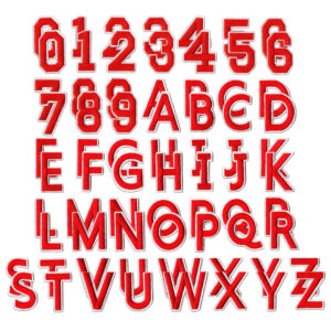 Red letters + numbers set of 72