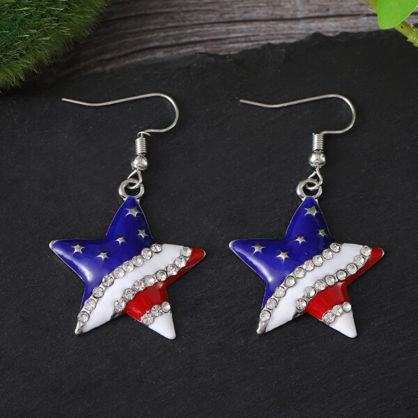 Wholesale Geometric pentagram Independence Day flag earrings