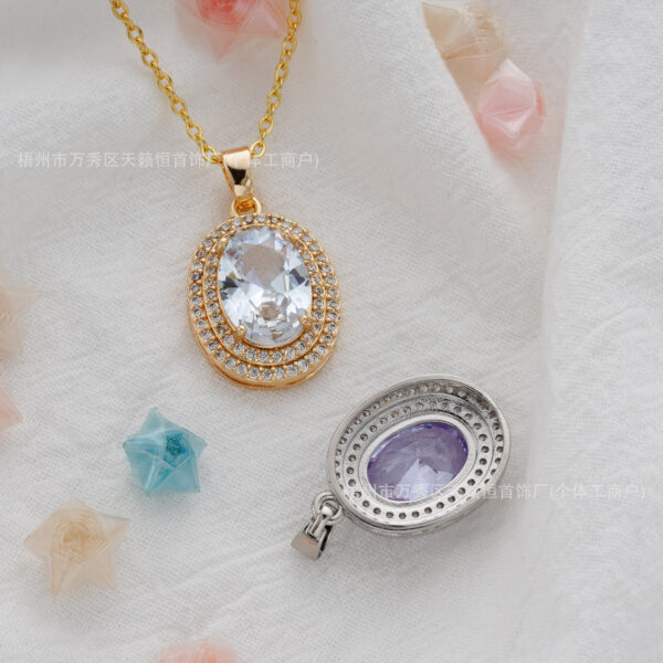 O1CN01FHxpFx20WYv6tlCEb_2219987896857-0-cib Wholesale Colored diamond encrusted oval color preserving pendant