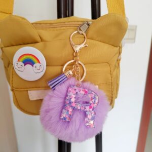 Purple Letter Hair Ball Pendant/R