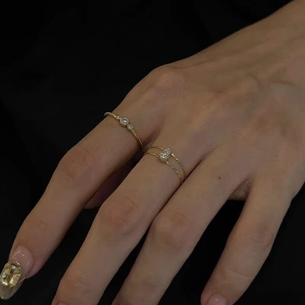 Wholesale Luxury Double-Layer Cool Water Drop Ring Open Index Finger Ring