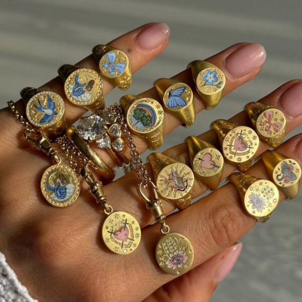 Wholesale Valentine's Day Lion Cartoon Love Painted Stainless Steel Ring