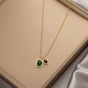 Green and Black Irregular Necklace