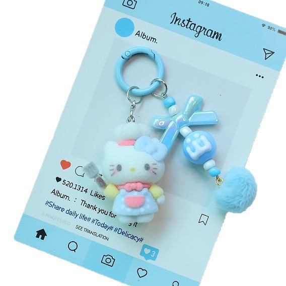 Wholesale Flocked Cute Cat Keychain OLY Exclusive