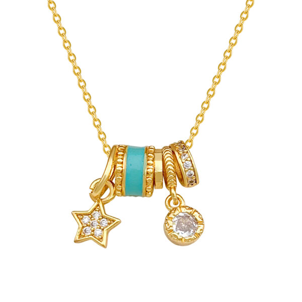 Wholesale Square Ice Cream Color Necklace Luxury Micro-Paved Zircon Temperament Accessory