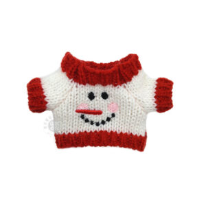 Red and white snowman smiling face sweater