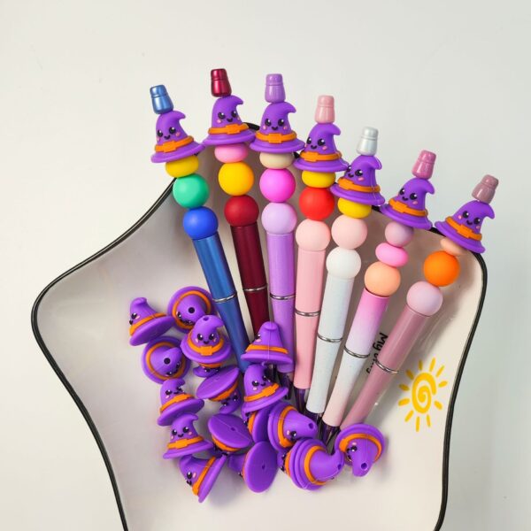 O1CN01FP2djg2FO3gVHV8gs__2216349148869-0-cib Wholesale 10pcs 3D Hot Selling Halloween New Witch Hat Three-dimensional Silicone Cartoon DYI Beads