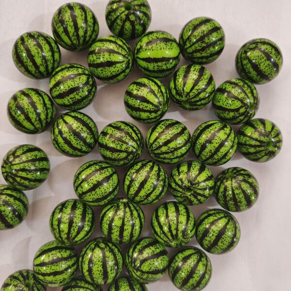 Wholesale 5pcs 20MM Acrylic Green Watermelon Print Beads
