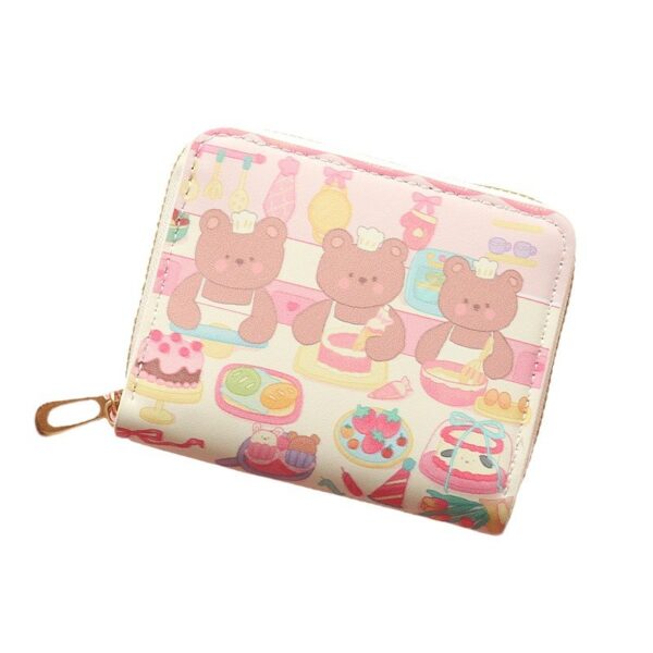 Wholesale Compact Printed Coin Purse Cartoon Bunny Short Zipper Wallet Card Holder