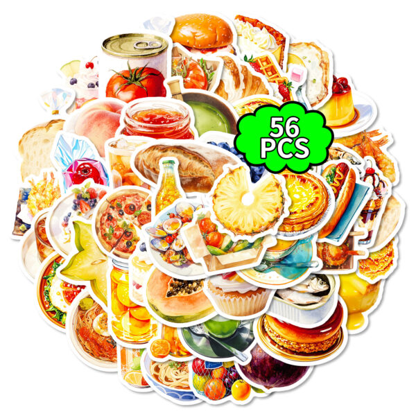 Wholesale 55pcs Realistic Delicious Food Waterproof Vinyl Stickers
