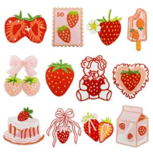 Wholesale Cute Pink Strawberry Cloth Patch Bear Ice Cream Embroidery DIY Patches