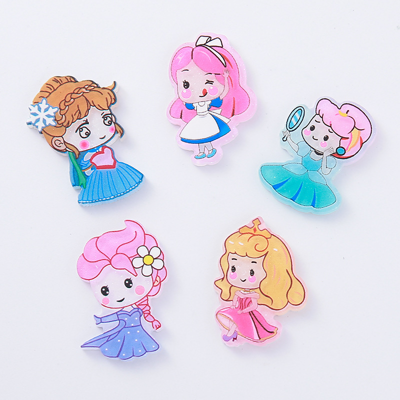 Wholesale Acrylic Jewelry Aessories Cute Princess Girls Acrylic Flatback