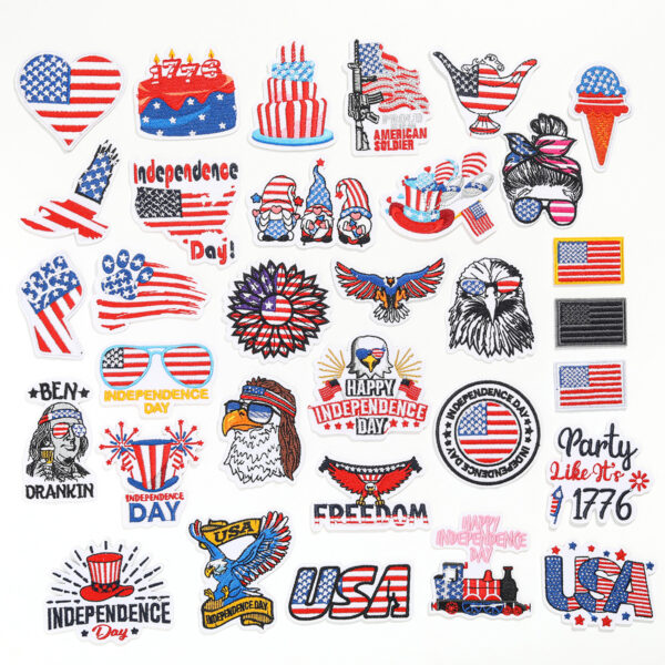Wholesale Independence Day flag colorful and diverse embroidery DIY patches