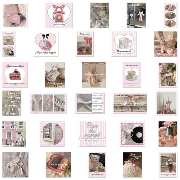 Wholesale 30 Pink Ballet Style Sticker Pack Bow Phone Case Guitar Flat Hand Book Decorative Waterproof Sticker