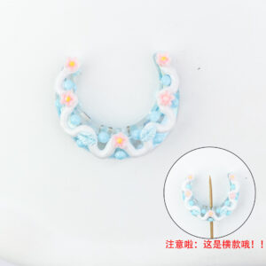Horizontal blue and pink flower moon