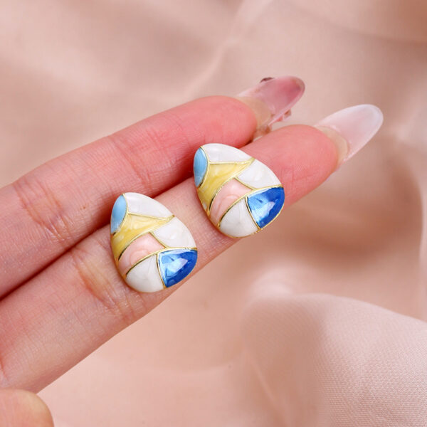 Wholesale S925 silver needle colored Easter geometric earrings