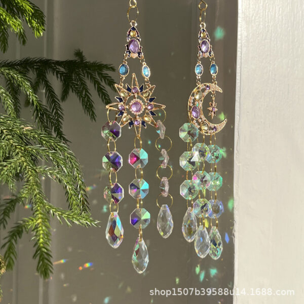 Wholesale colored diamond sun moon stars love wind chime