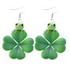 Wholesale St. Patrick's Day frog and four-leaf clover acrylic earrings