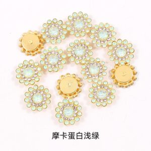 Mocha light green protein / 14mm three-layer sunflower (glass diamond)