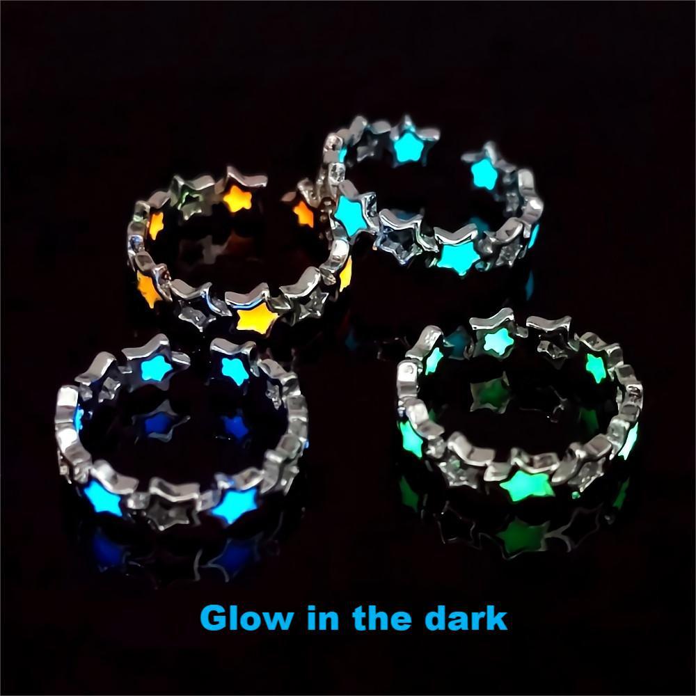Wholesale Luminous Five-inted Star Fluorescent Hollow Color Waterproof Small Star Ring
