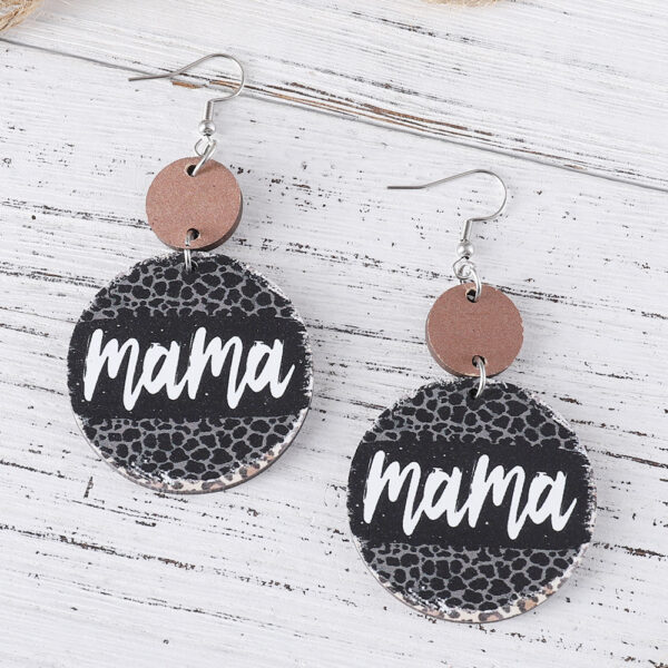 O1CN01FauUG71ZzQ6GYmkJ7_2214986983265-0-cib Wholesale Mother's Day Leopard GIGI MAMA Pendant Wooden Double-sided Earrings