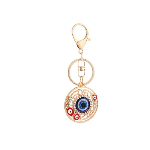 Wholesale Blue Devil's Eye with Water Diamond Metal Keychain