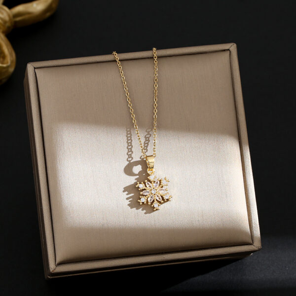 Wholesale Full Diamond Snowflake Titanium Steel Necklace for Women