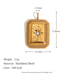 Retro eight-pointed star pattern pendant-gold