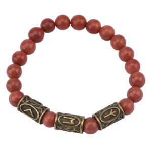 Date red beads + 3 bronze runes / Rune pattern random