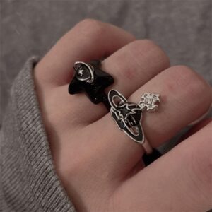 Wholesale Sweet Cool Saturn Circles Dripping Oil Opening Planet Ring