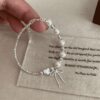 Wholesale Ballet Bow Pearl Love Shattered Silver Bracelet