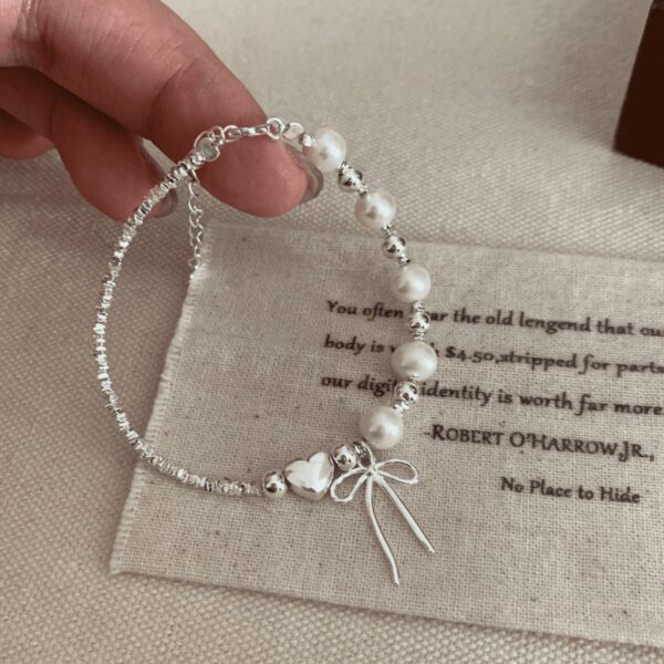 Wholesale Ballet Bow Pearl Love Shattered Silver Bracelet