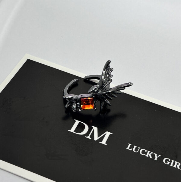 Wholesale Dark Crow Diamond Set Sweet Cool Ring