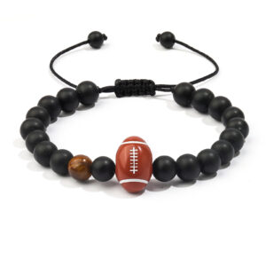 Black frosted football bracelet