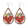 Wholesale Wooden hollow heart-shaped Valentine's Day pattern splicing earrings