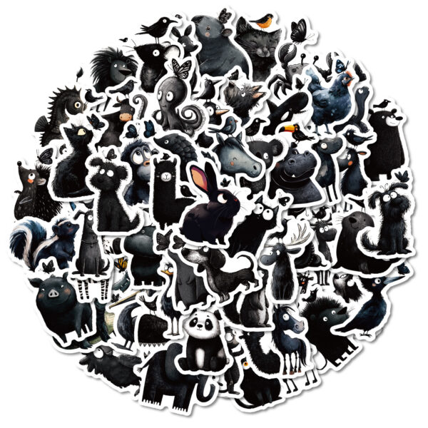 O1CN01FiKfqM2MNKTdEWHs1_2217594429815-0-cib Wholesale 5pcs 56 Black Animal Cartoon Stickers Creative Stickers