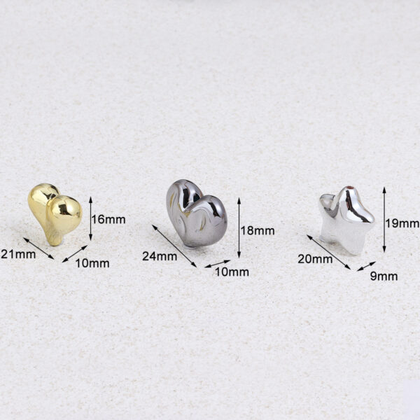 Wholesale 10pcs electroplated gold silver pentagram heart acrylic beads